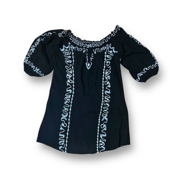 Poupette St. Barth Beach Cover up Black White Embroidered Size Small Boho - Picture 4 of 7